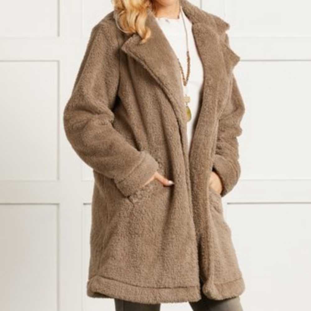 Khaki Faux Fur Coat Women's